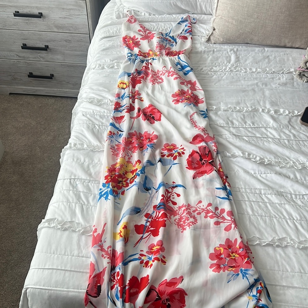 Floral Maxi Dress with Tie Back